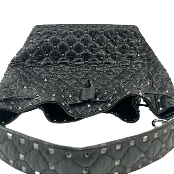 Valentino Garavani Black Rockstud Spike Leather Studded Bucket Bag Crossbody - Picture 12 of 16